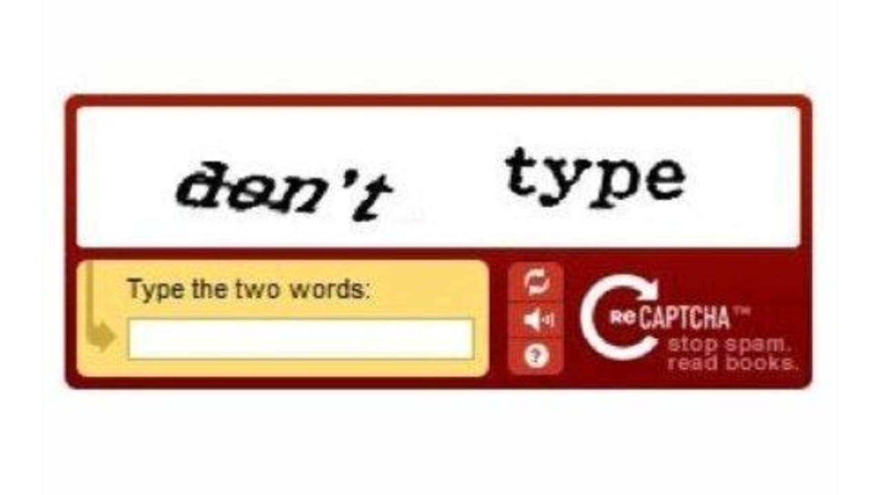 A Captcha text box with the words dont type in the box.