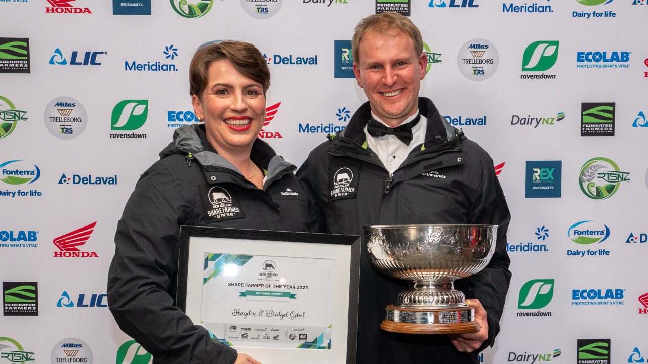 Hamish talks to winners of Share Farmers of the Year, Hayden & Bridget Goble